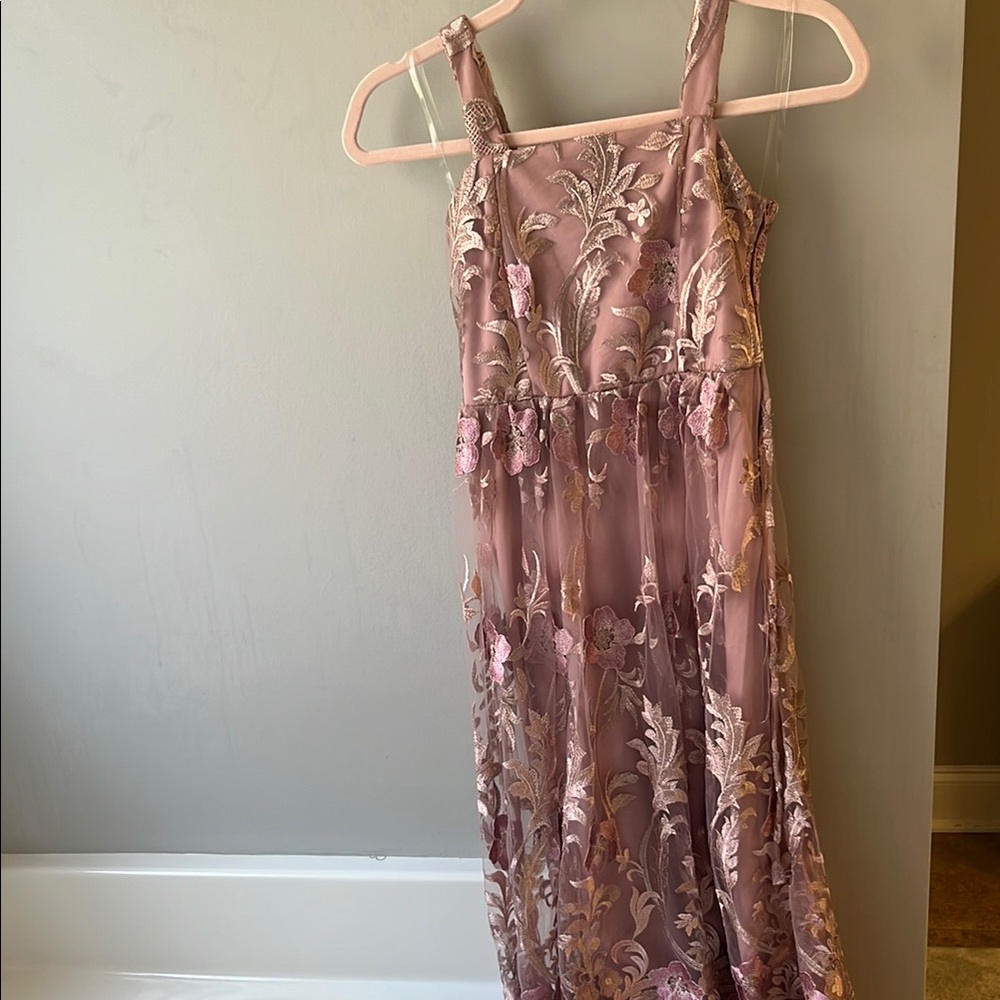 Elegant Girls’ Floral Embroidered Dress